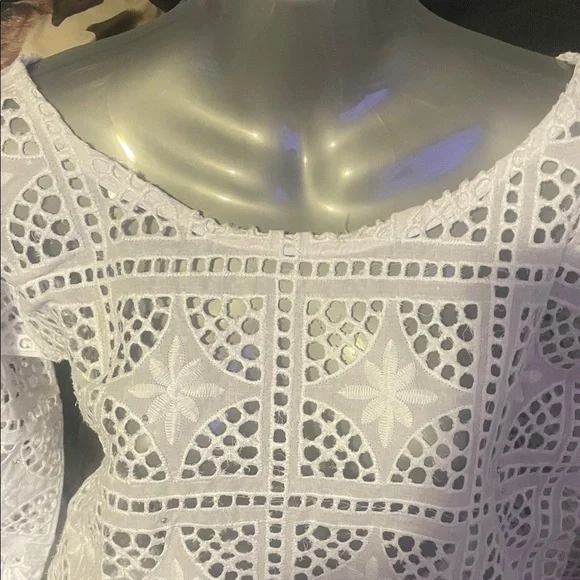 handmade White two piece cover up with little diamonds - Picture 6 of 7